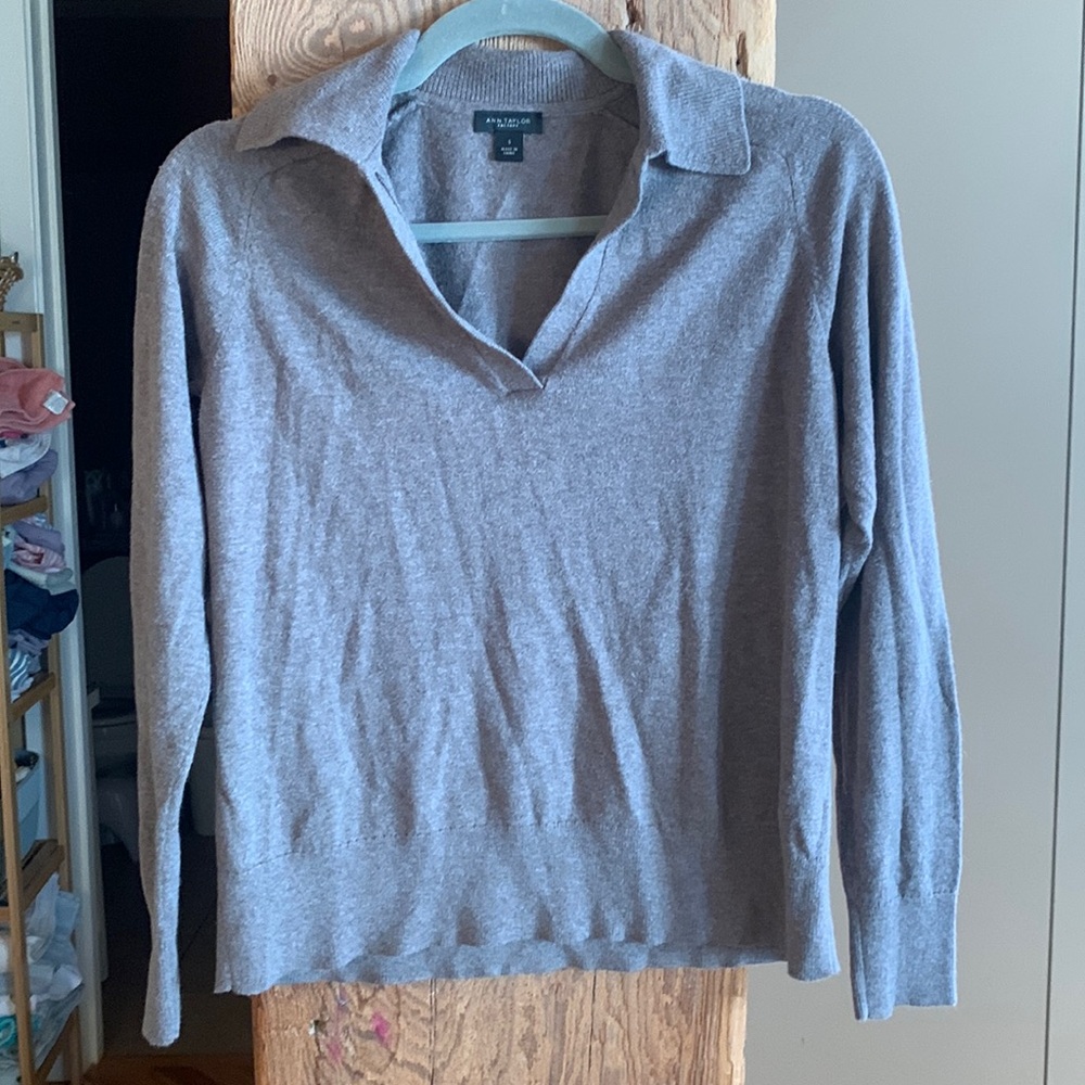 Ann Taylor Light Collared Sweater